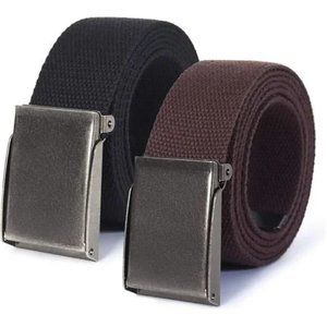 Canvas Web Belt | Cut to Fit Up to 52" | Flip-Top Matte Silver Nickel Buckle 2